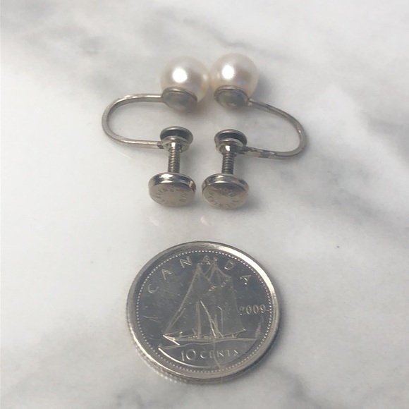 Vintage Pearl Screw-back sterling silver‎ clip on Earrings - Picture 5 of 5